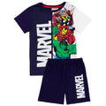 Marineblau-Weiß - Front - Marvel - Schlafanzug mit Shorts für Jungen
