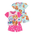 Blau-Pink - Front - Paw Patrol - Schlafanzug mit Shorts für Mädchen (2er-Pack)