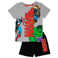 Grau-Schwarz - Front - Marvel - Schlafanzug mit Shorts für Jungen
