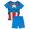 Blau-Rot - Front - Captain America - Schlafanzug mit Shorts für Jungen