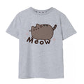 Grau meliert - Front - Pusheen - "Meow" T-Shirt für Mädchen
