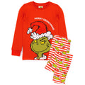 Rot - Front - The Grinch - Schlafanzug Langes Bein für Kinder - weihnachtliches Design Langärmlig