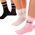 Pink-Grau-Schwarz - Back - Barbie - Socken für Damen (3er-Pack)
