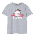 Grau meliert - Front - Pusheen - "Sweet Sips" T-Shirt für Mädchen
