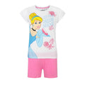 Weiß-Pink - Front - Cinderella - Schlafanzug mit Shorts für Kinder
