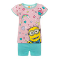 Pink-Blau - Front - Despicable Me - Schlafanzug mit Shorts für Kinder