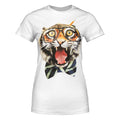 Weiß - Front - Goodie Two Sleeves - "Braingal Tiger" T-Shirt für Damen