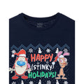 Marineblau - Side - Ren & Stimpy - "Happy Stinky Holidays" T-Shirt für Herren