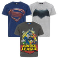 Holzkohle-Grau-Marineblau - Front - Justice League - T-Shirt für Jungen(3er-Pack)