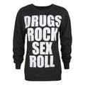 Schwarz-Weiß - Front - Kill Brand - "Drugs And Rock" Sweatshirt für Damen