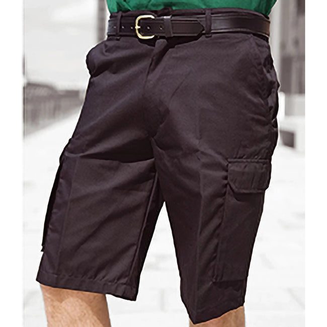 Schwarz - Back - Warrior Herren Arbeitsshorts - Cargo-Shorts