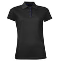 Schwarz - Front - SOLS Damen Performer Pique Polo-Shirt, Kurzarm
