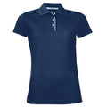 Marineblau - Front - SOLS Damen Performer Pique Polo-Shirt, Kurzarm