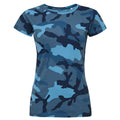 Blau Camo - Front - SOLS Damen T-Shirt mit Tarnmuster, Kurzarm
