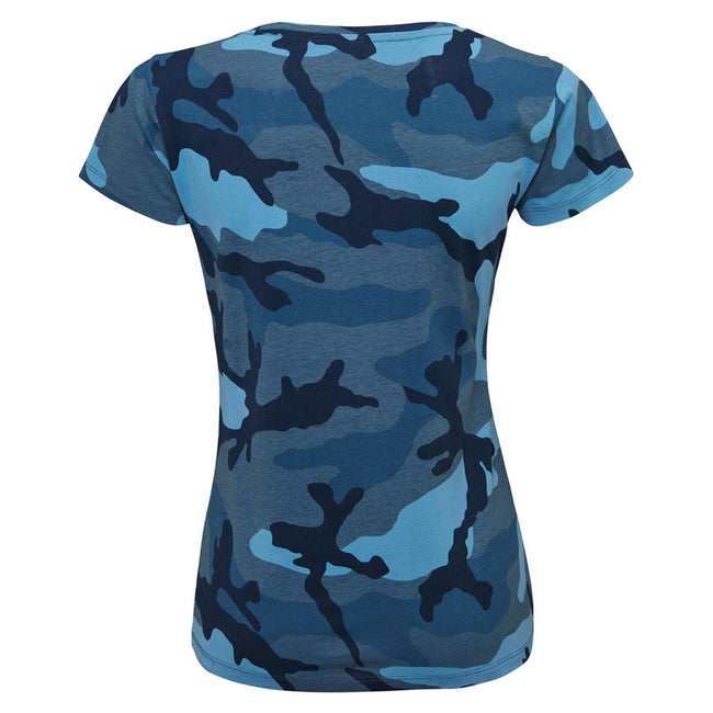 Blau Camo - Back - SOLS Damen T-Shirt mit Tarnmuster, Kurzarm