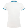 Weiß-Wasserblau - Back - SOLS Damen Pasadena Pique Polo-Shirt, kurzärmlig