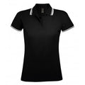 Schwarz-Weiß - Front - SOLS Damen Pasadena Pique Polo-Shirt, kurzärmlig