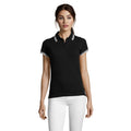 Schwarz-Weiß - Back - SOLS Damen Pasadena Pique Polo-Shirt, kurzärmlig