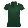 Tannengrün-Weiß - Front - SOLS Damen Pasadena Pique Polo-Shirt, kurzärmlig