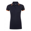 Marineblau-Neon-Orange - Front - SOLS Damen Pasadena Pique Polo-Shirt, kurzärmlig
