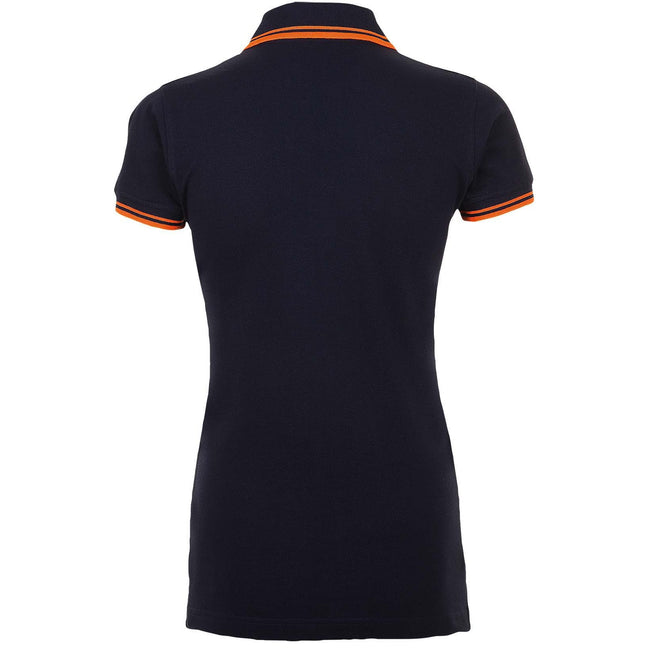 Marineblau-Neon-Orange - Side - SOLS Damen Pasadena Pique Polo-Shirt, kurzärmlig