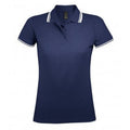 Marineblau-Weiß - Front - SOLS Damen Pasadena Pique Polo-Shirt, kurzärmlig