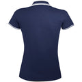 Marineblau-Weiß - Back - SOLS Damen Pasadena Pique Polo-Shirt, kurzärmlig