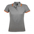Grau meliert-Orange - Front - SOLS Damen Pasadena Pique Polo-Shirt, kurzärmlig