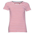 Weiß-Rot - Front - SOLS Damen Miles T-Shirt, gestreift, kurzärmlig