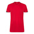 Rot-Schwarz - Front - SOLS Herren Classico Kontrast Kurzarm Fußball T-Shirt