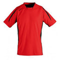 Rot-Schwarz - Front - SOLS Kinder Maracana 2 Kurzarm Fußball T-Shirt