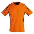 Orange-Schwarz - Front - SOLS Kinder Maracana 2 Kurzarm Fußball T-Shirt