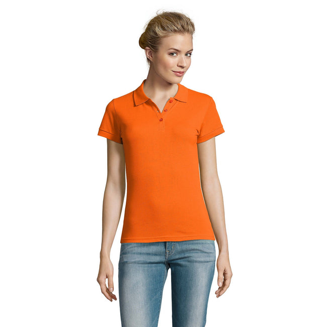 Orange - Back - SOLS Damen Polo-Shirt Perfect Kurzarm