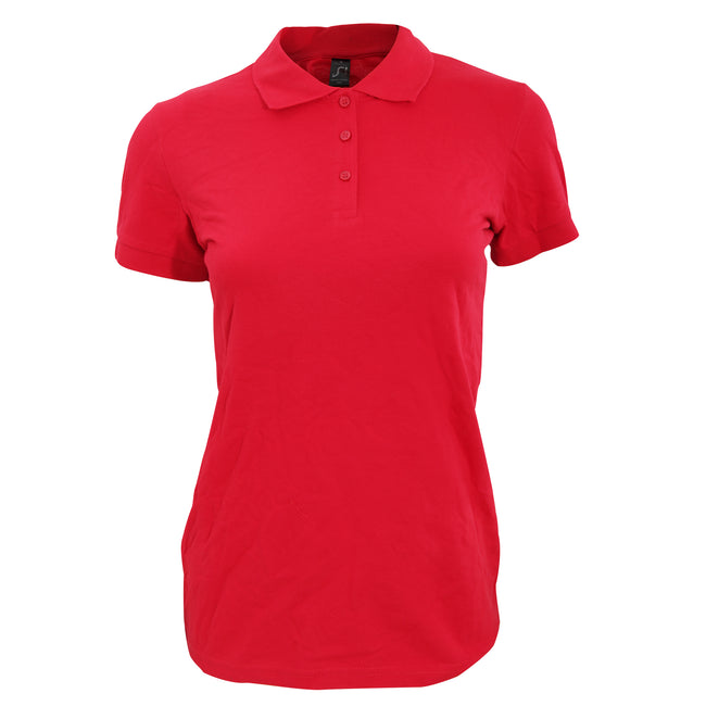 Rot - Front - SOLS Damen Polo-Shirt Perfect Kurzarm