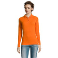 Orange - Back - SOLS Damen Pique-Polo-Shirt, langärmlig