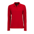 Rot - Front - SOLS Damen Pique-Polo-Shirt, langärmlig