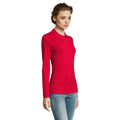 Rot - Side - SOLS Damen Pique-Polo-Shirt, langärmlig