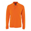 Orange - Front - SOLS Herren Perfect Langarm Pique Polohemd