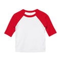 Weiß-Rot - Front - Bella + Canvas Kinder 3-4 Ärmel Baseball T-Shirt