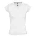 Weiß - Front - SOLS Moon Damen T-Shirt, Kurzarm, V-Ausschnitt
