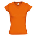 Orange - Front - SOLS Moon Damen T-Shirt, Kurzarm, V-Ausschnitt