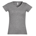Grau meliert - Front - SOLS Moon Damen T-Shirt, Kurzarm, V-Ausschnitt