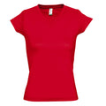 Rot - Front - SOLS Moon Damen T-Shirt, Kurzarm, V-Ausschnitt
