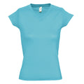 Atollblau - Front - SOLS Moon Damen T-Shirt, Kurzarm, V-Ausschnitt
