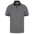 Marineblau-Weiß - Front - Front Row Herren Streifen Jersey Polo Shirt