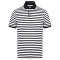Weiß-Marineblau - Front - Front Row Herren Streifen Jersey Polo Shirt