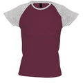 Burgunder-Grau meliert - Front - SOLS Milky Damen T-Shirt, Kurzarm, Rundhalsausschnitt, Kontrastfarben