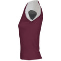 Burgunder-Grau meliert - Side - SOLS Milky Damen T-Shirt, Kurzarm, Rundhalsausschnitt, Kontrastfarben