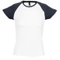 Weiß-Marineblau - Front - SOLS Milky Damen T-Shirt, Kurzarm, Rundhalsausschnitt, Kontrastfarben