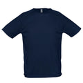 Marineblau - Front - SOLS Herren Sporty Performance T-Shirt, Kurzarm, Rundhals